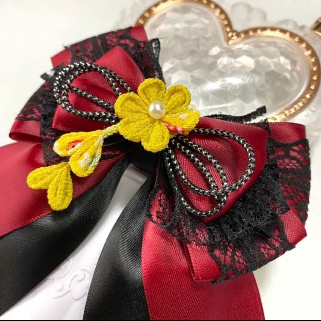 ペンライトリボン　キンブレリボン　量産型　つまみ細工　Made  黄色推し