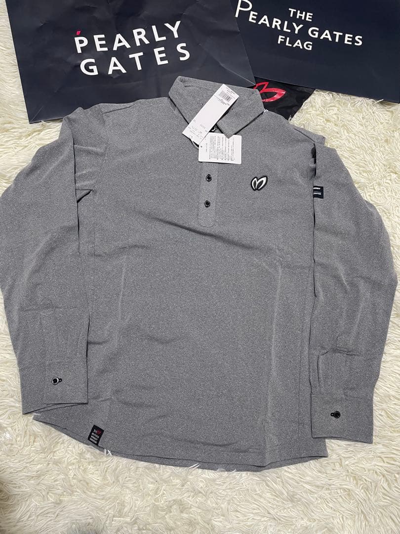 マスターバニーメンズ 長袖 ポロシャツ ワンポイントロゴサイズ4