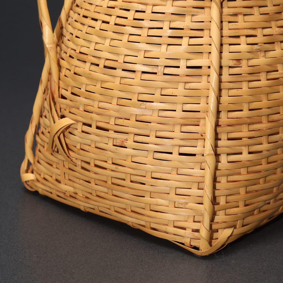 花入　花籠　即中斎好　方円籠　伝統工芸有馬籠　昭竹斎　共箱　R1499ラ