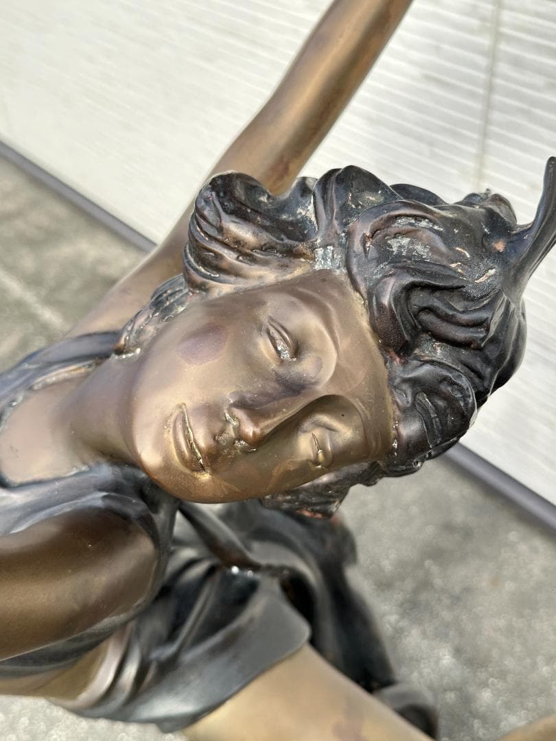 ★現地引取限定！！ 作家物 金属工芸 銅製 ブロンズ像 少女 女神 大型オブジェ