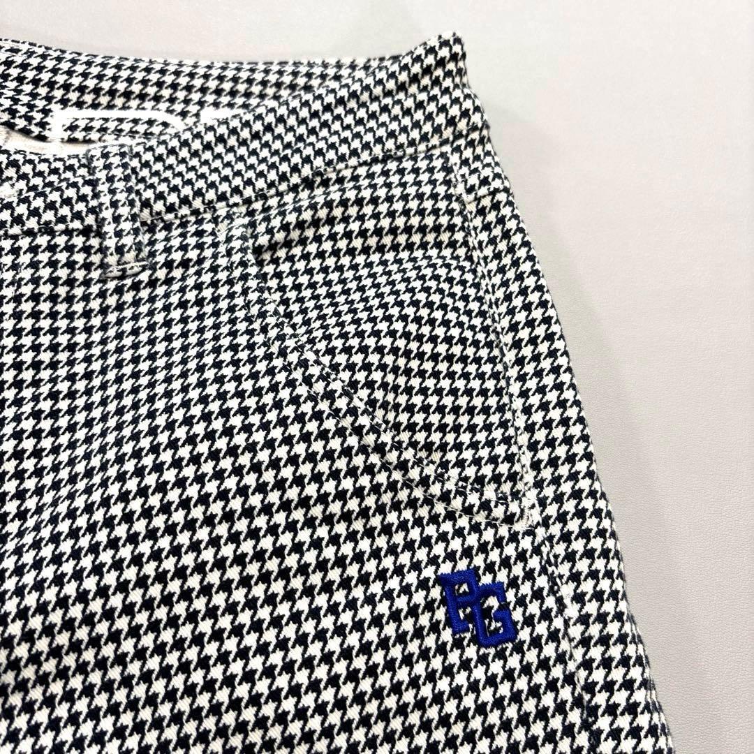 パーリーゲイツ　ロングパンツ　0/S ネイビー　千鳥格子　スソスリット　通年