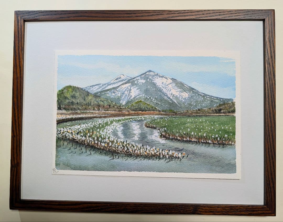 タモ 材フレーム 額縁入り《 尾瀬ヶ原より至仏山を望む 》