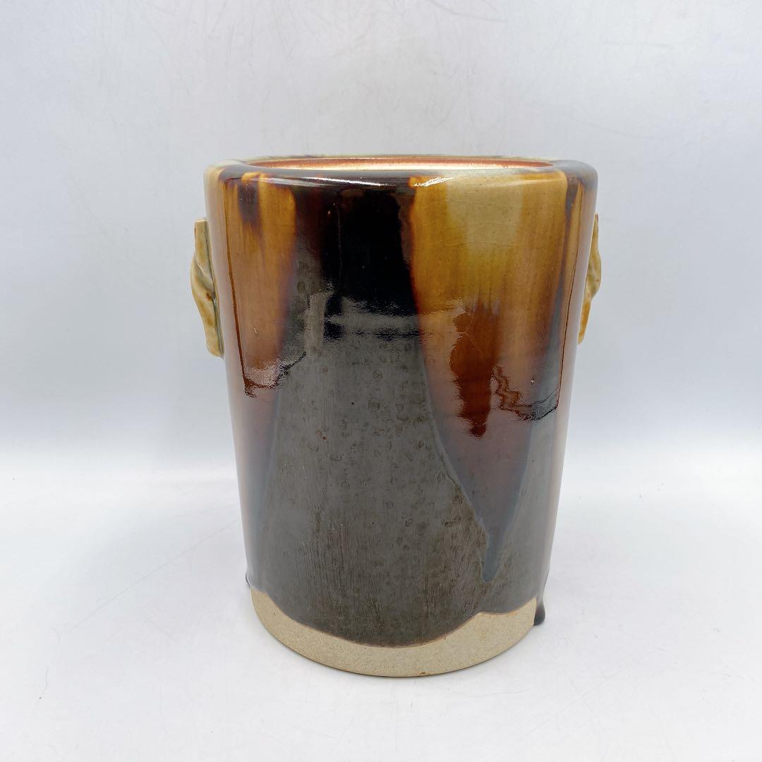 膳所焼 水指 耳付ヘラ目 水指 陽炎園造 茶道具 お茶