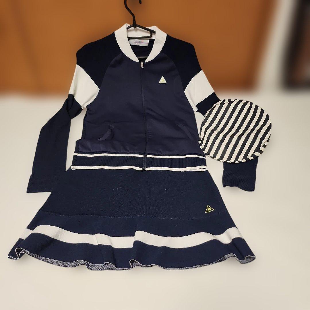 ルコックスポルティフゴルフのネイビーとホワイトのゴルフウェアセットと帽子おまけ