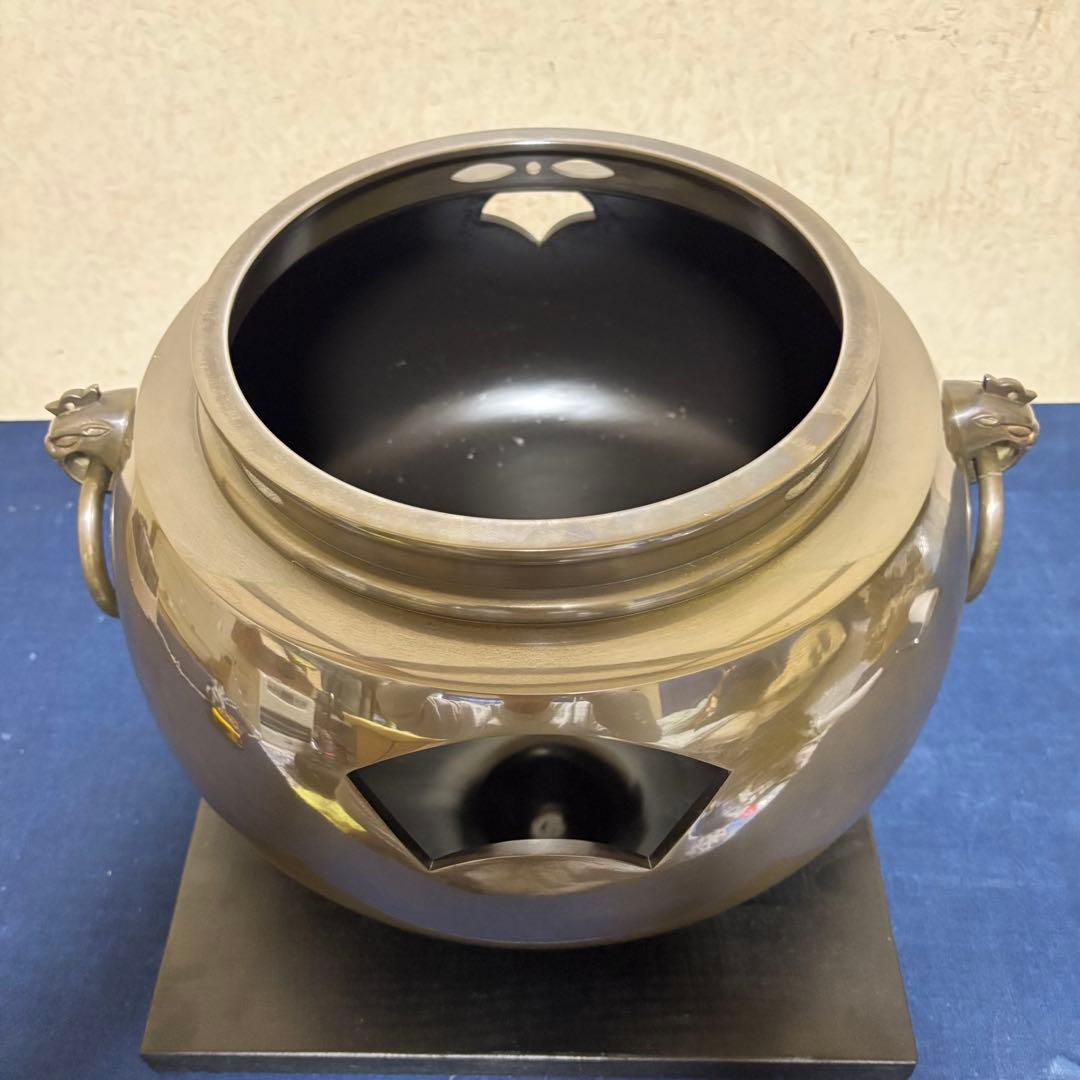 風炉/茶釜/電熱器/唐銅鬼面風炉釜/野々田製電熱器/敷板/茶道具/お点前道具