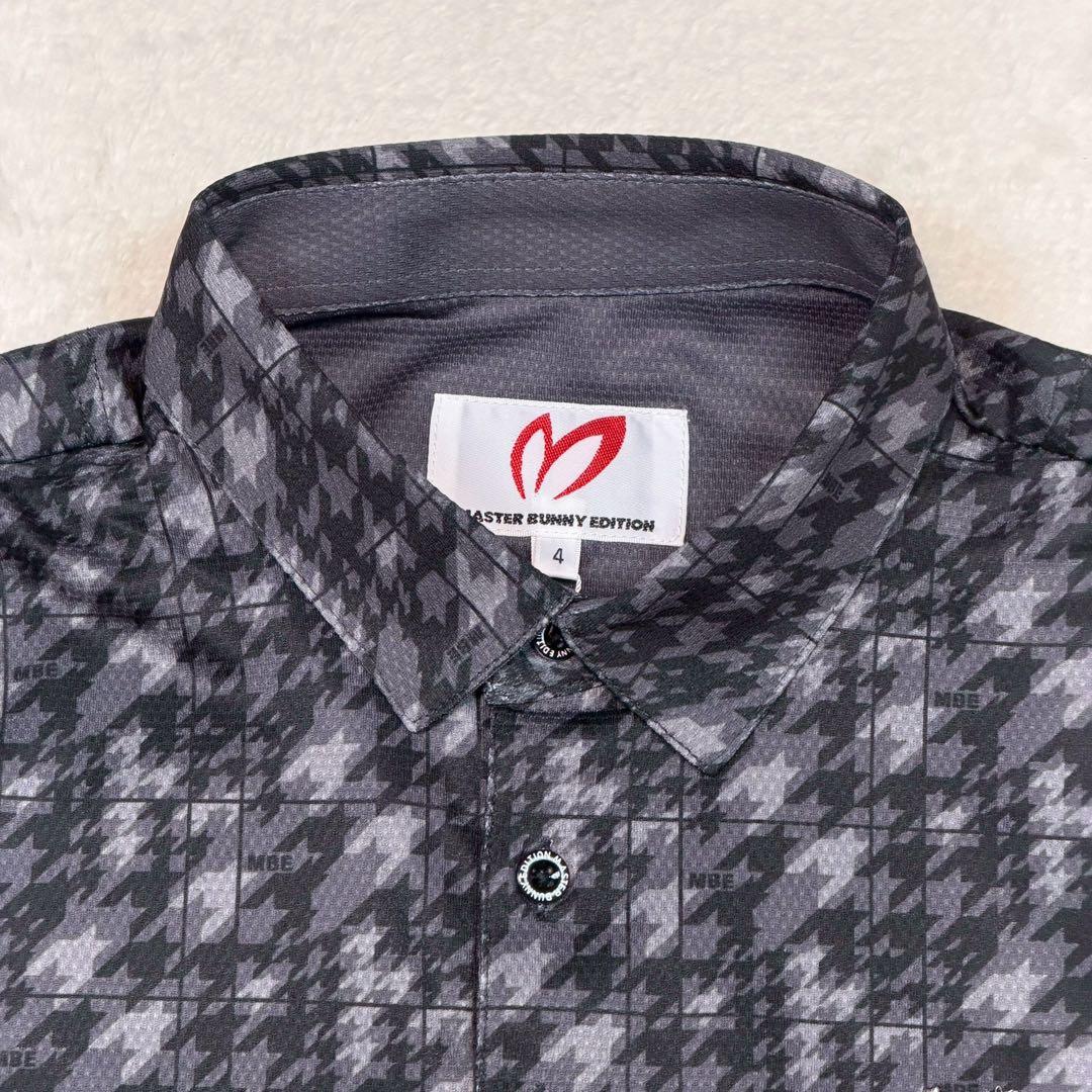 新品 MASTER BUNNY カッターシャツ ゴルフ 千鳥格子 刺繍 ロゴ