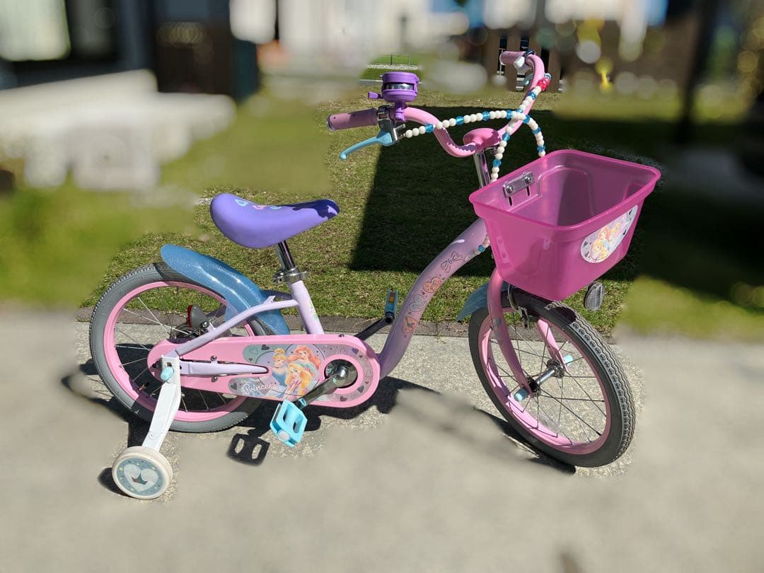 ディズニープリンセス　キッズ　自転車　ヘルメット　ゆめラブ　16インチ　説明書有