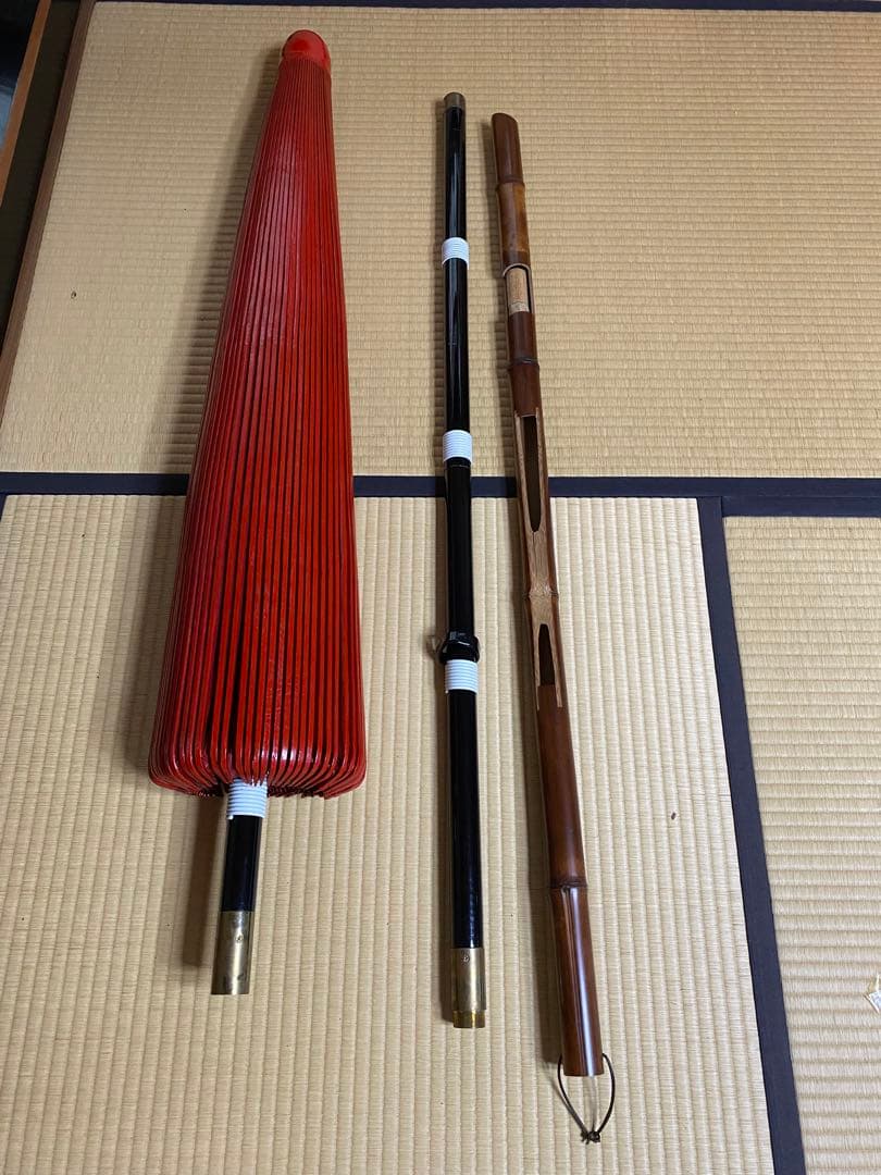 茶道具/野点傘 歌花筒(短冊掛 花入掛) 付 茶席用 茶会 和傘