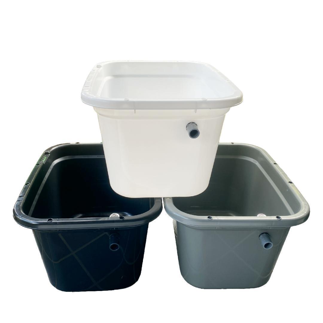 メダカ飼育ケース 56㍑x3個 白黒灰あり 大雨対策 金魚飼育容器 メダカ鉢