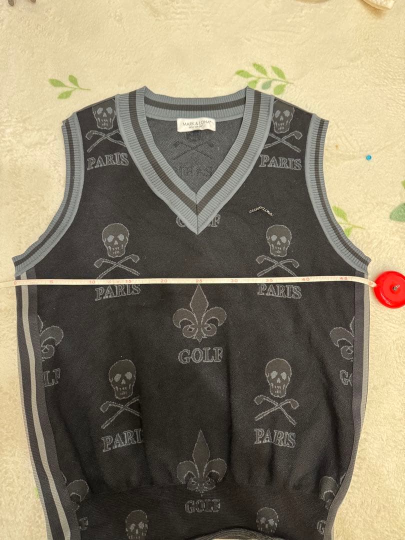MARK & LONAスカル総柄 ゴルフ ベスト メンズ 48サイ