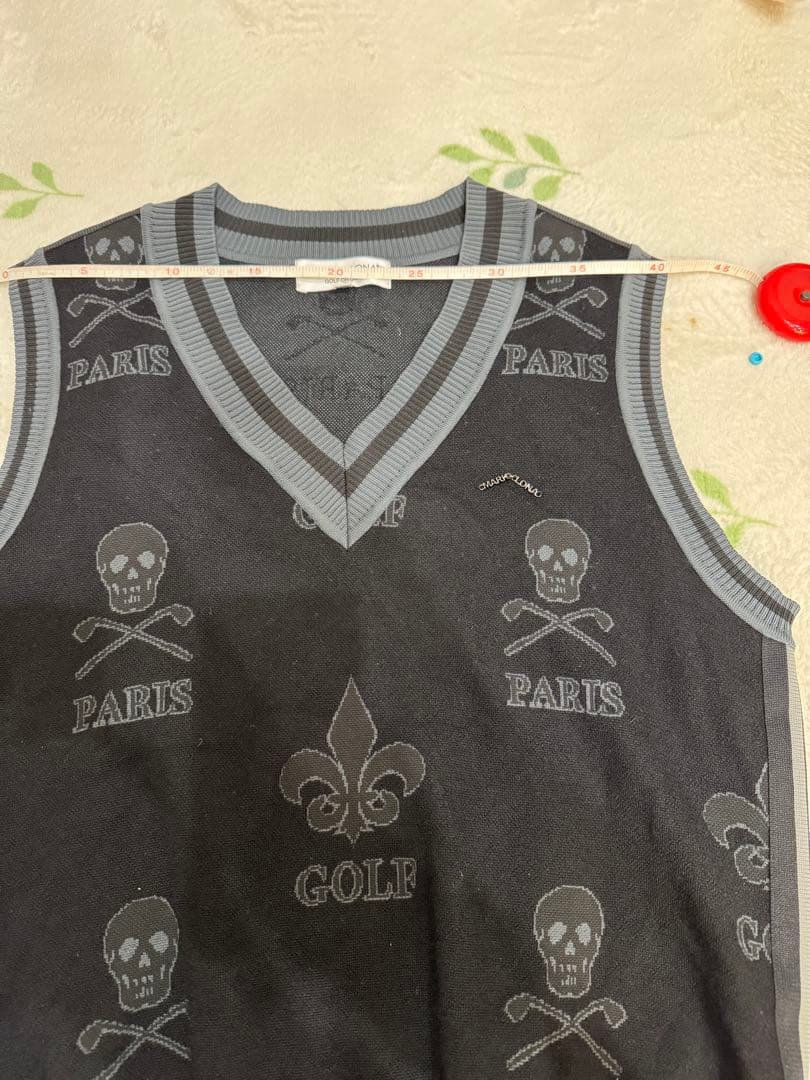 MARK & LONAスカル総柄 ゴルフ ベスト メンズ 48サイ