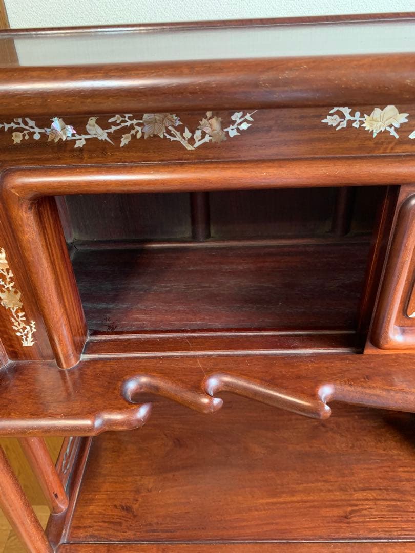 螺鈿細工 茶箪笥 シェルフ 茶棚 貝 古道具