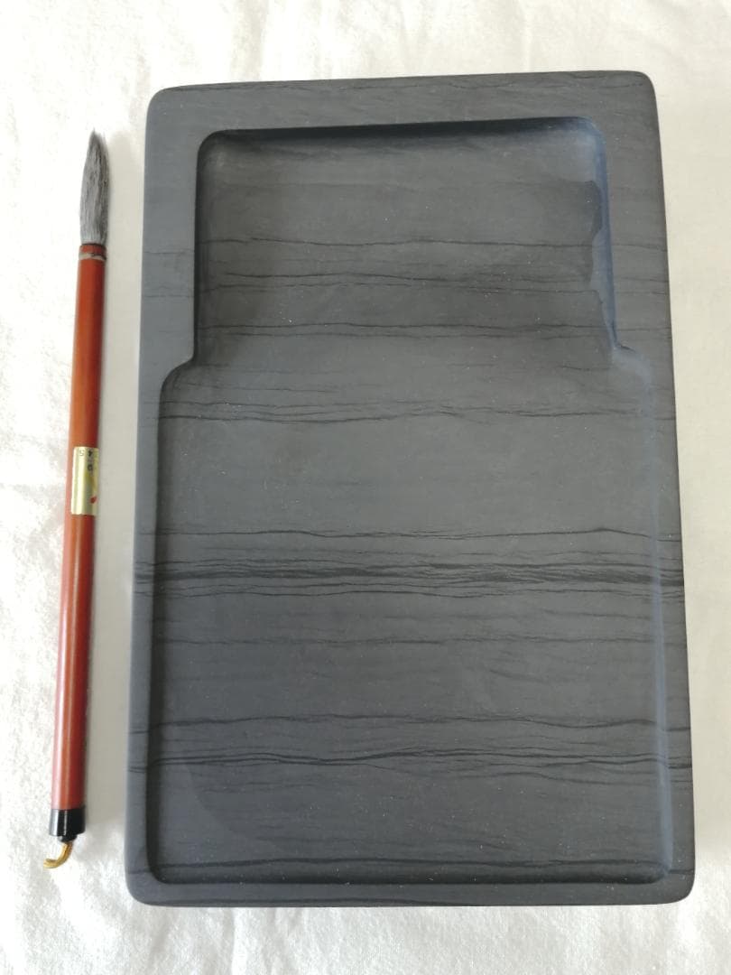 歙州硯　大硯　水波紋　250×162×50mm