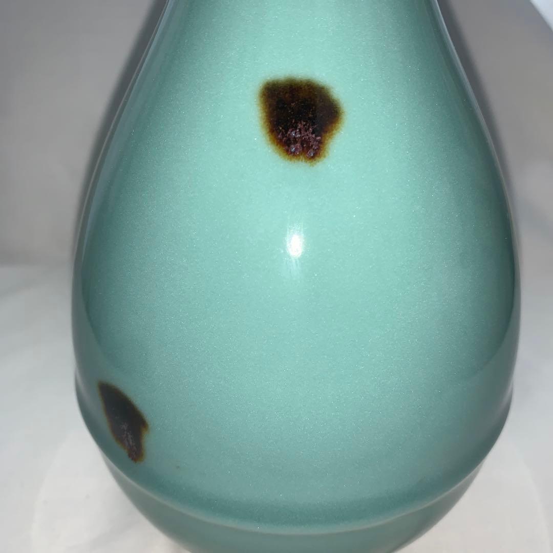 八田蘇谷　飛青瓷　花瓶　平安青瓷窯　共箱