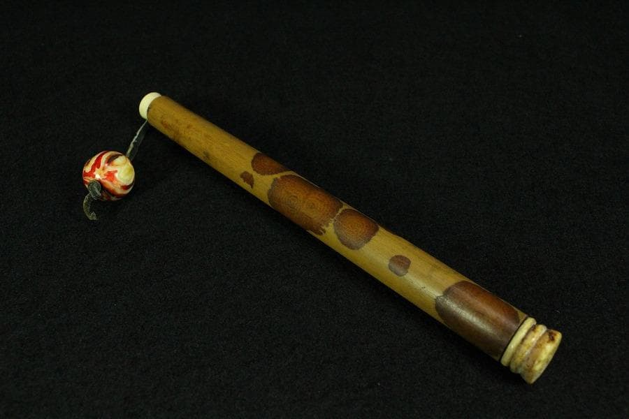 古美術 斑竹 鶴天 根付 提げ物 時代物(K-BB488)