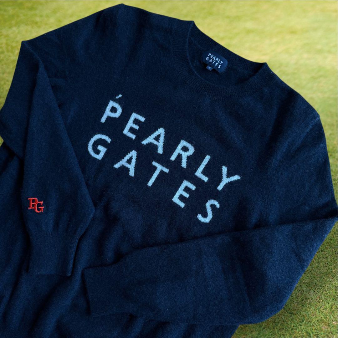 カシミヤ100% パーリーゲイツ　ニット　セーター　紺　濃紺　4 M〜L相当