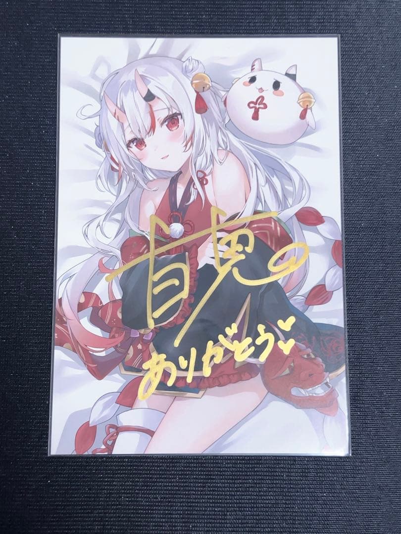 百鬼あやめ　直筆サインポストカード　活動3周年記念　ホロライブ