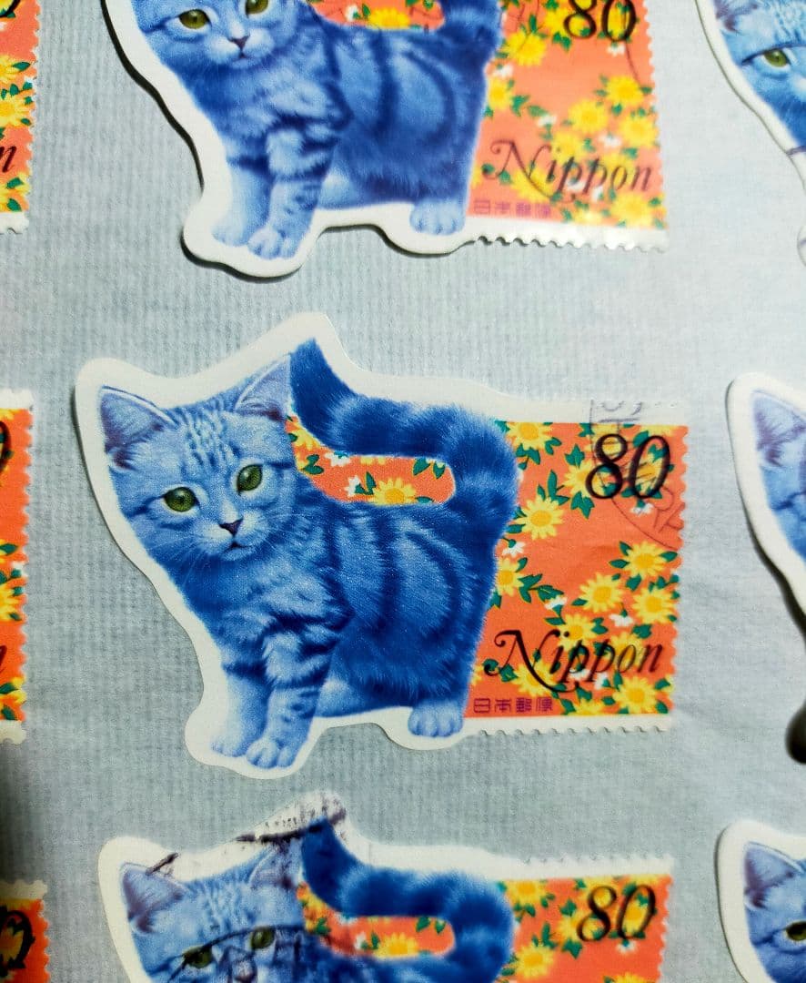 確認用！1999年グリーティング切手猫使用済28枚台紙張畳んで郵送