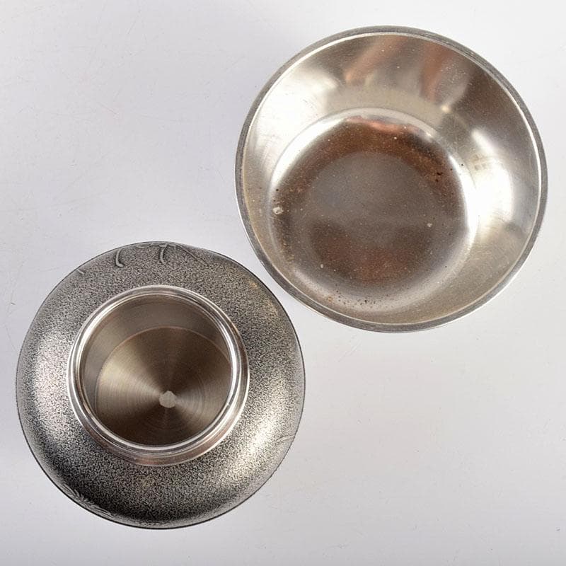 煎茶道具　錫製　間村自造　四君子文　茶壷　茶こぼし　2点まとめて　M　R4941