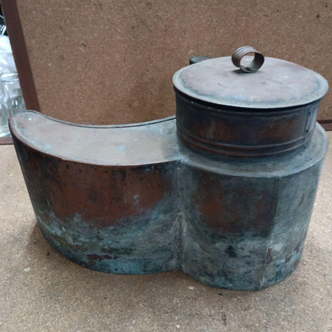 4483）燗銅壺（かんどうこ）丸型火鉢用　大型　現状漏れあり