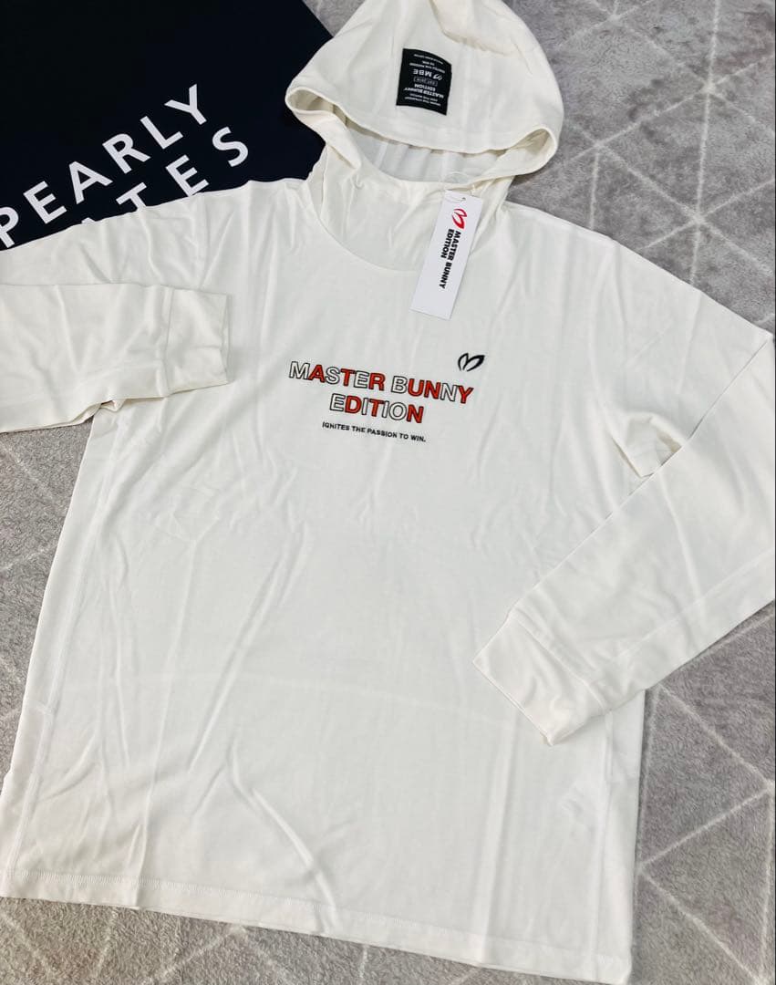 新品 パーリーゲイツ マスターバニー ベアスムース フーディ(5)サイズL/白