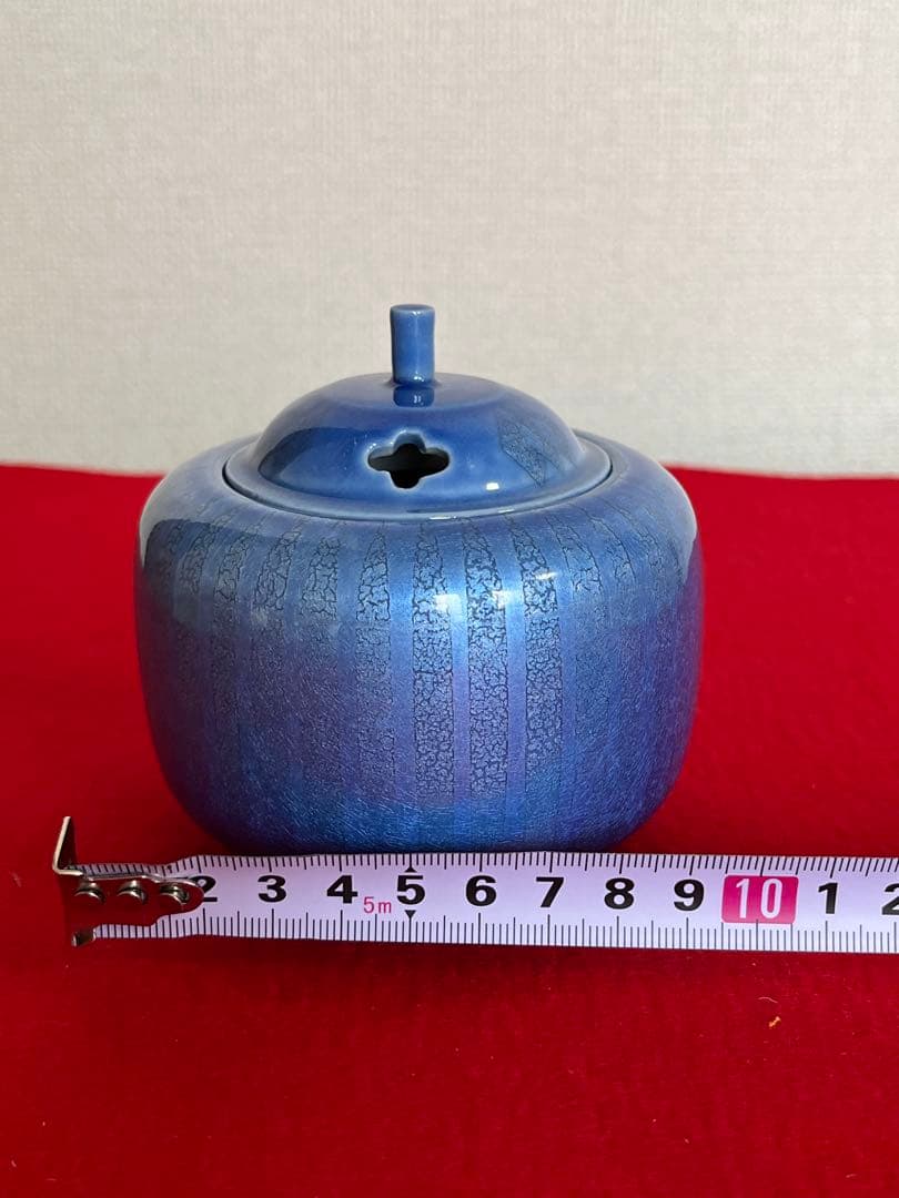 中田一於 淡青釉裏銀彩 香炉 管理N42 九谷焼 日本工芸会正会員 茶道具