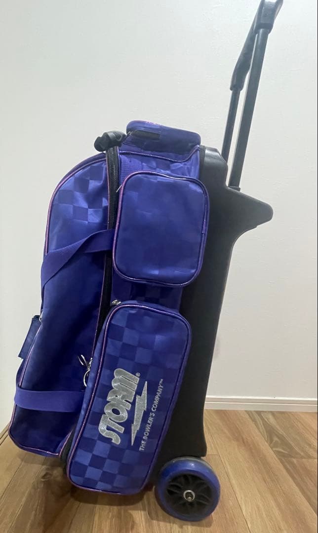 STORM ボウリング用3入バッグ 青　チェック柄