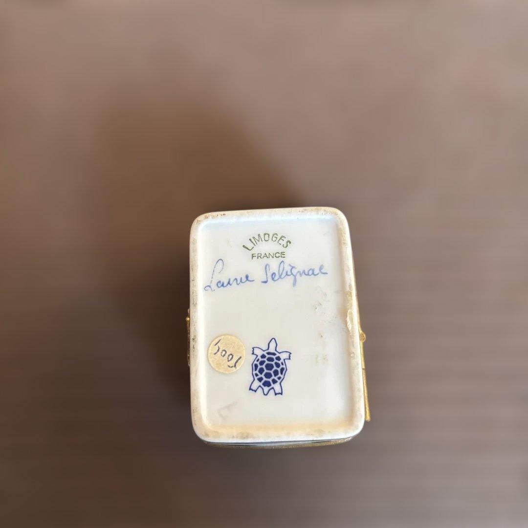 フランスリモージュ 花柄陶器製小型ボックス