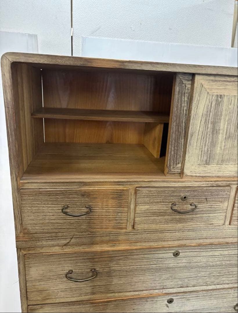 昭和レトロヴィンテージ家具　当時物　古道具　3つ重ね　総桐タンス　焼桐箪笥