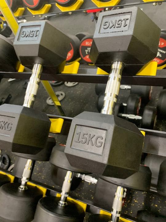 ラバーヘックス ダンベル　15kg  25kg  各2個