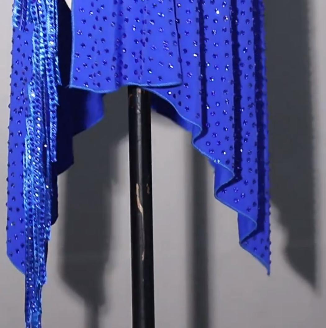 社交ダンス衣装 ラテンワンピースドレス 背中きれい オールストーンオーダーメイド