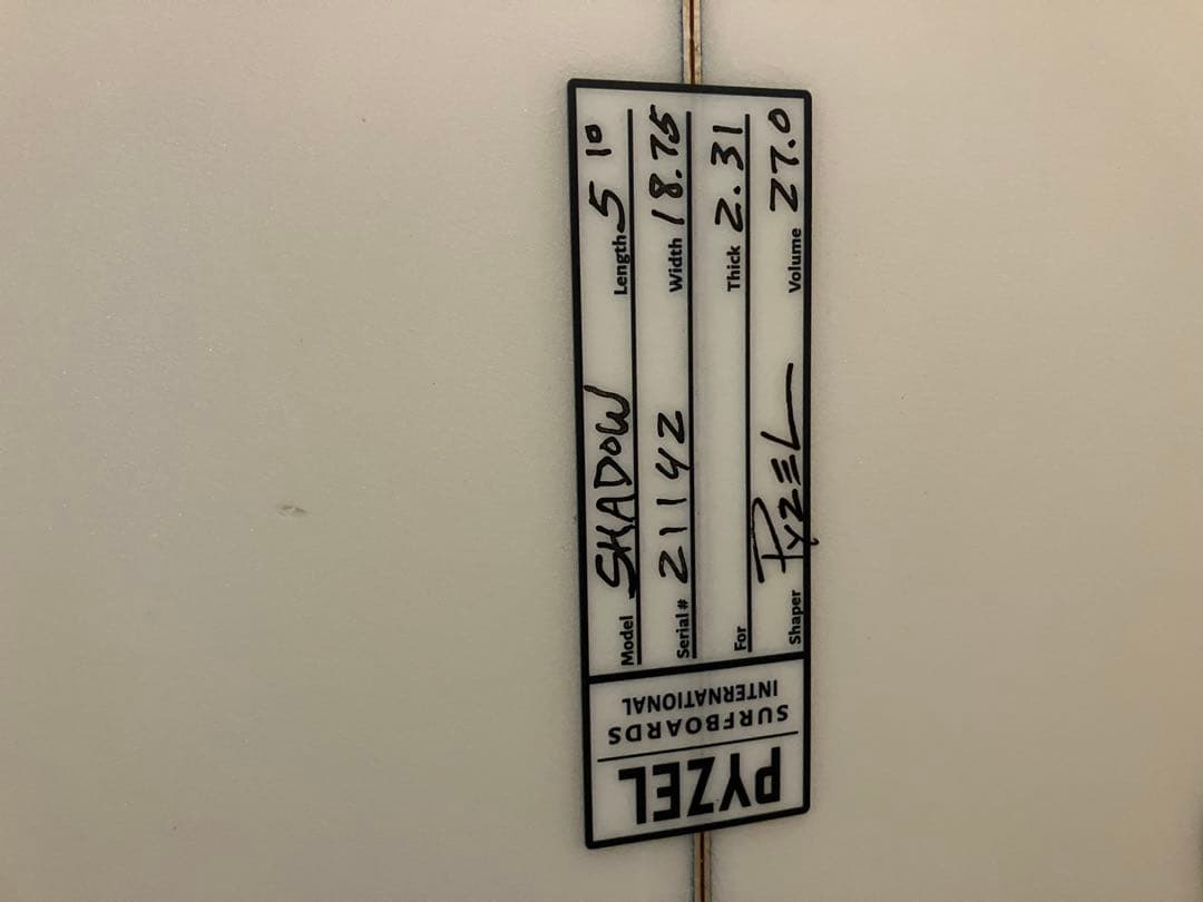 PYZEL SHADOW ショートボード ホワイト5.10 27リットル