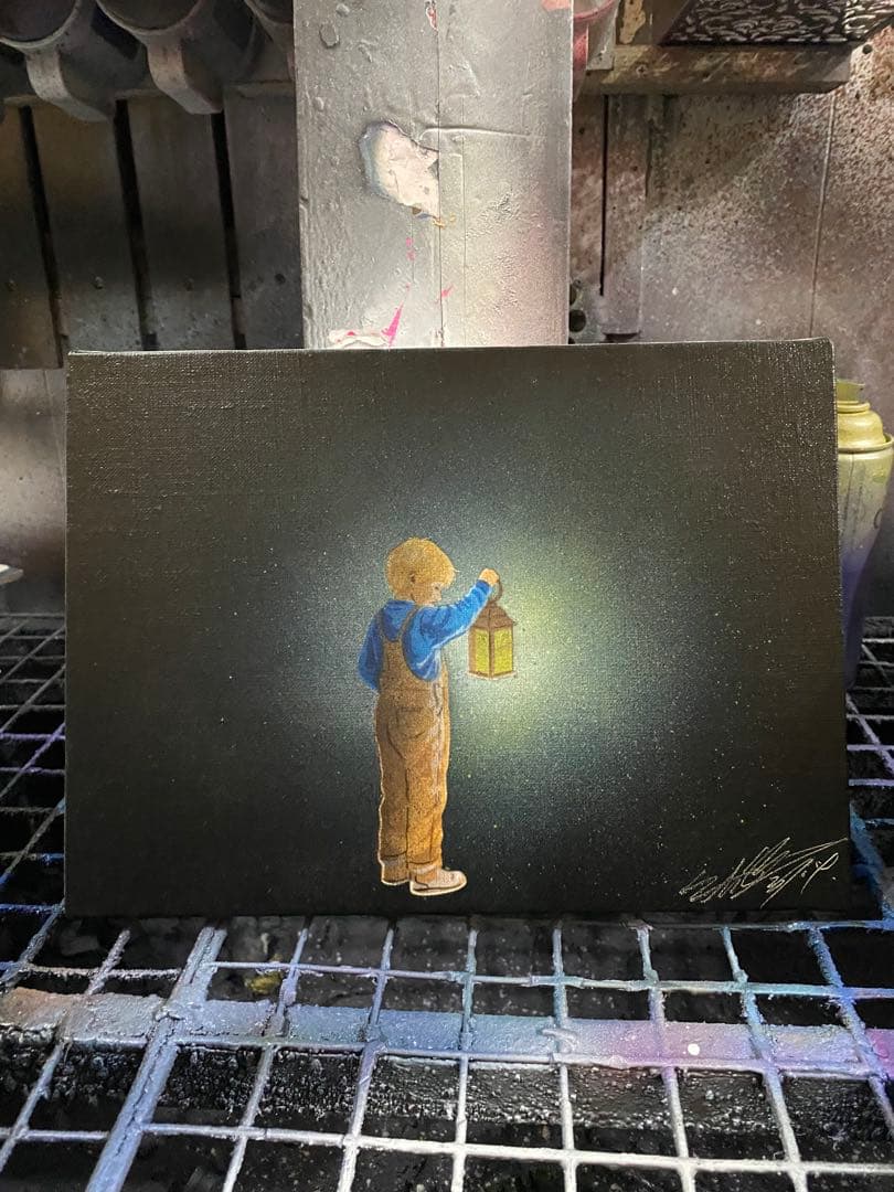 スプレーアート 子供とランタンスプレーアートF4