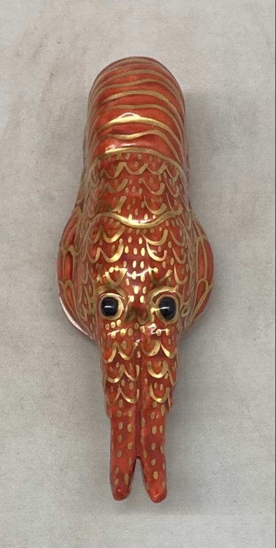 B525s「金襴手海老 香合」高野昭阿弥造　共箱　平安　茶道具　香道具