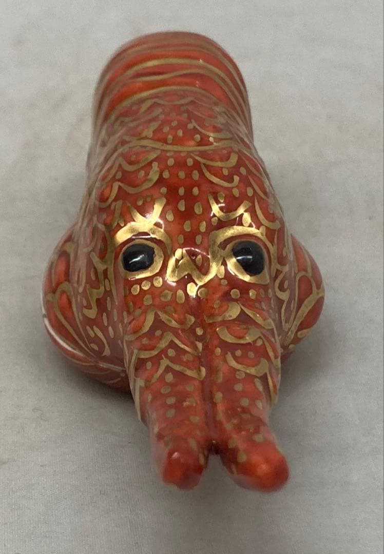 B525s「金襴手海老 香合」高野昭阿弥造　共箱　平安　茶道具　香道具