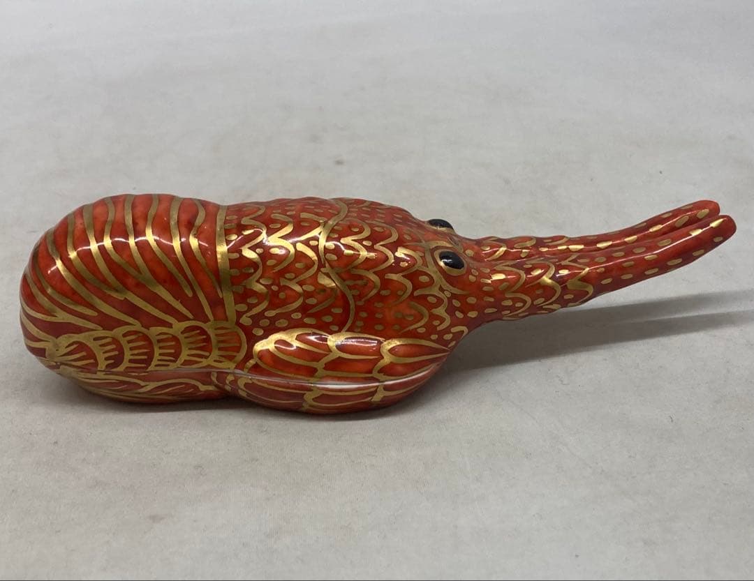 B525s「金襴手海老 香合」高野昭阿弥造　共箱　平安　茶道具　香道具