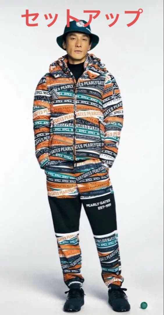 美品パーリーゲイツTACTEEM×Thermotron ロゴリボン柄セットアップ