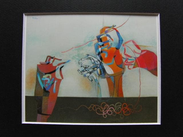 徳沢隆枝、糸車（朱）、希少な画集より、新品高級額・額装付、状態良好