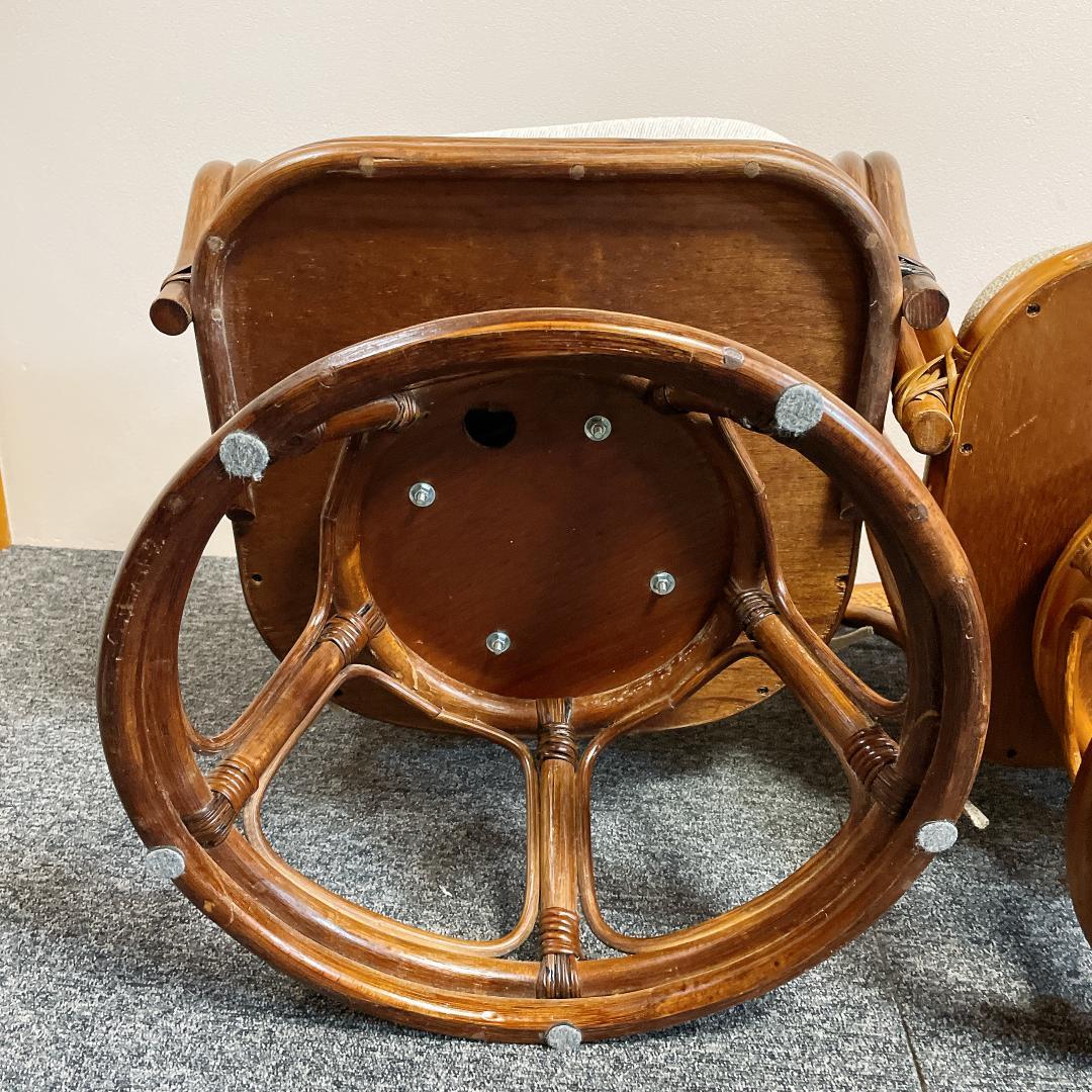 美品　回転座椅子 和モダン 座椅子 昭和レトロ アンティーク ラタンチェア