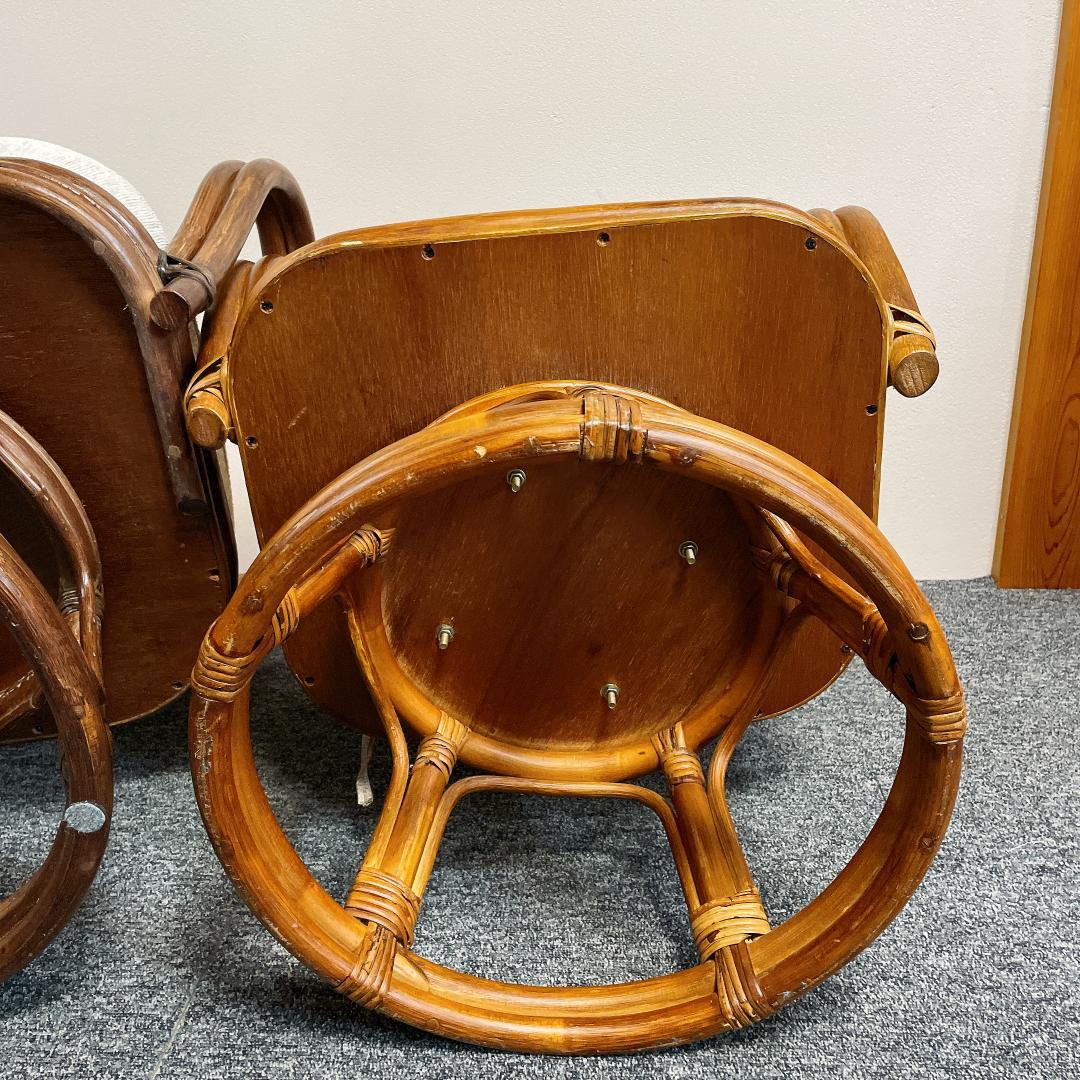 美品　回転座椅子 和モダン 座椅子 昭和レトロ アンティーク ラタンチェア