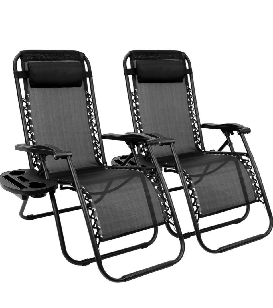 アウトドアチェア 2個セット リクライニングチェア 折りたたみ オットマン付き
