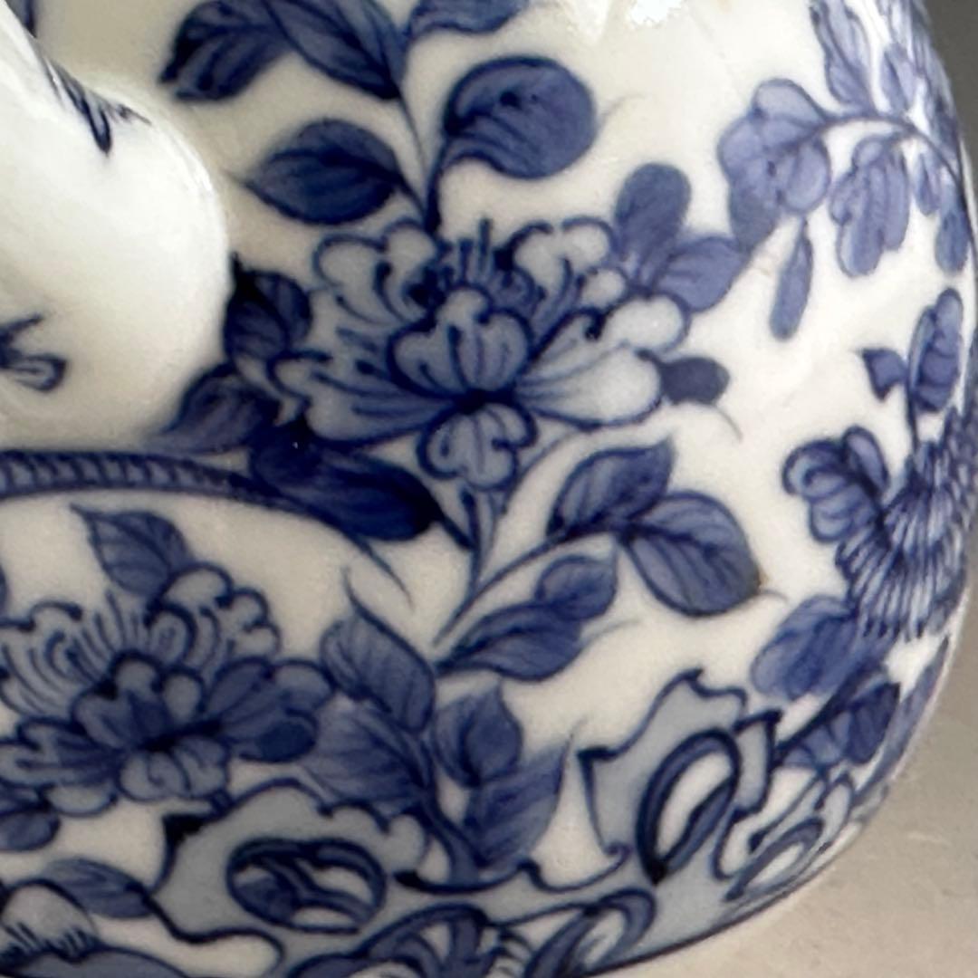 煎茶道具　染付　青華花弁瑞鳥紋　茶瓶　急須　三浦篤　二代三浦竹軒　共箱　茶器