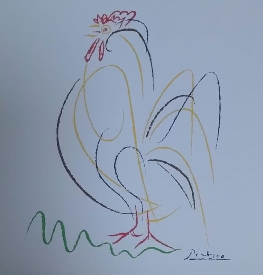 【値下げ】レア　ピカソ　雄鶏　ニワトリ　額付き　made in U.S.A