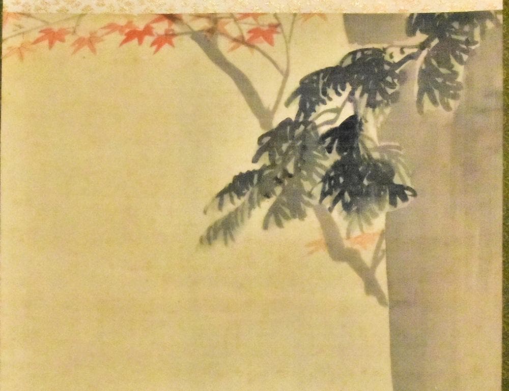 前川孝嶺画 双鹿図 水墨画 掛軸 日本画 掛軸 落款 縁起図 縦204㎝