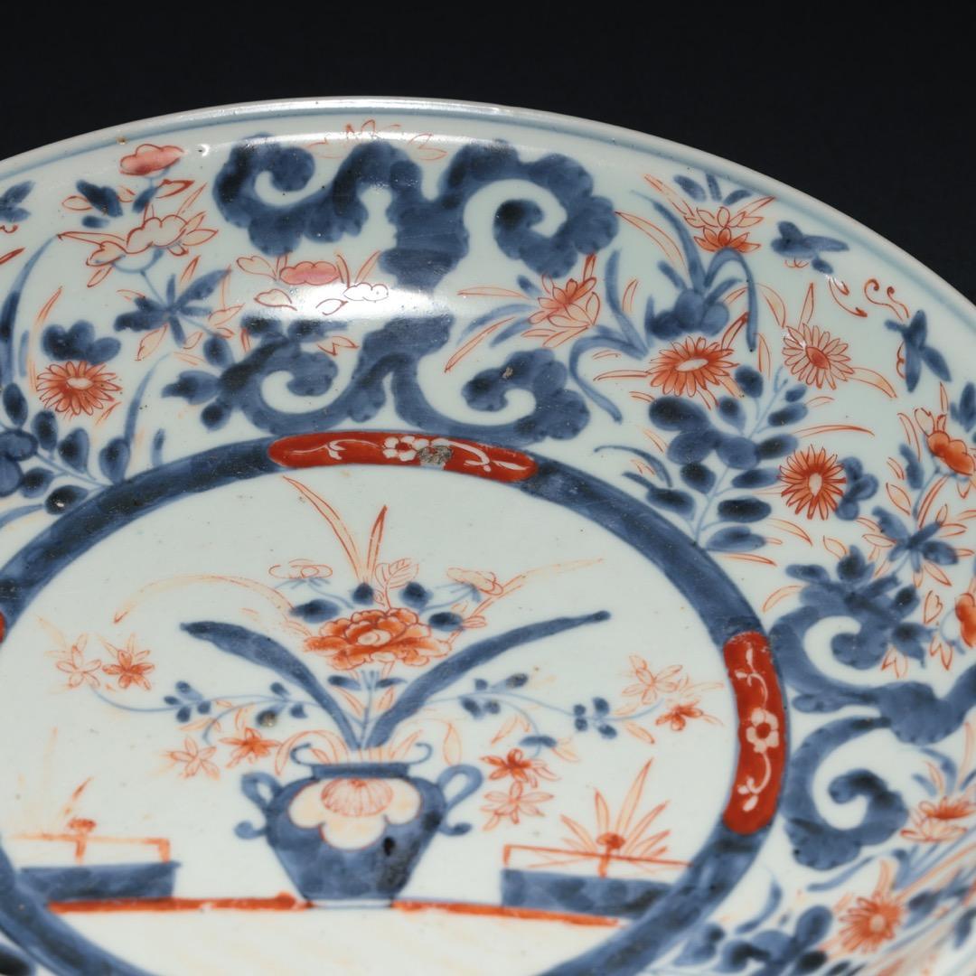 伊万里色絵花籠図皿　∅31cm　古伊万里　骨董　R1370A