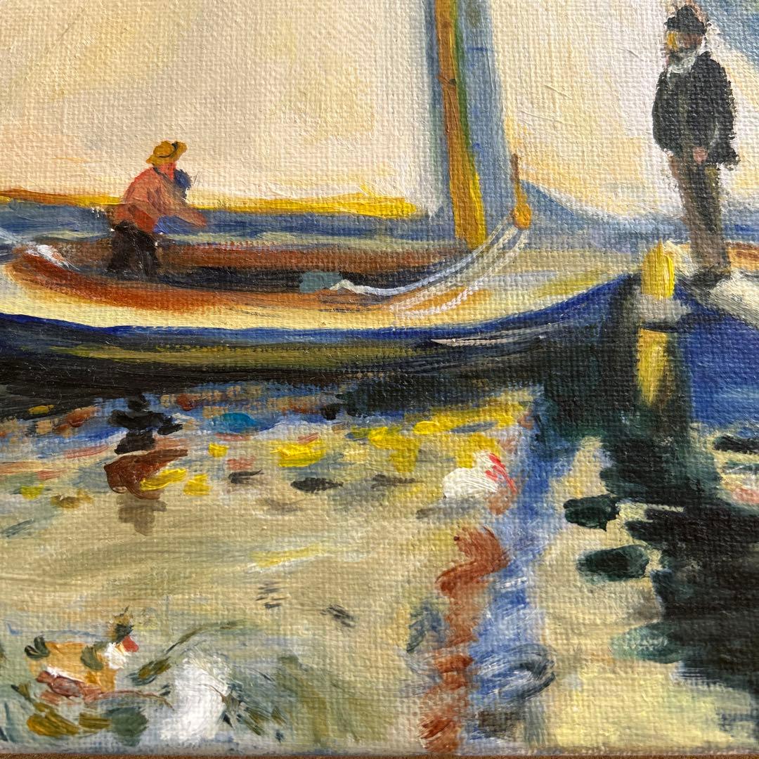 モネ　湖畔　ヨット　模写