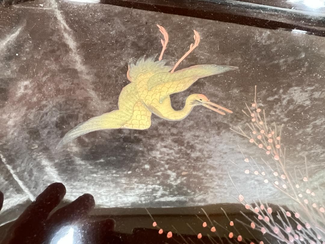 金蒔絵の大膳　花台　松竹梅と双鶴　高蒔絵　傷みあり　箱付