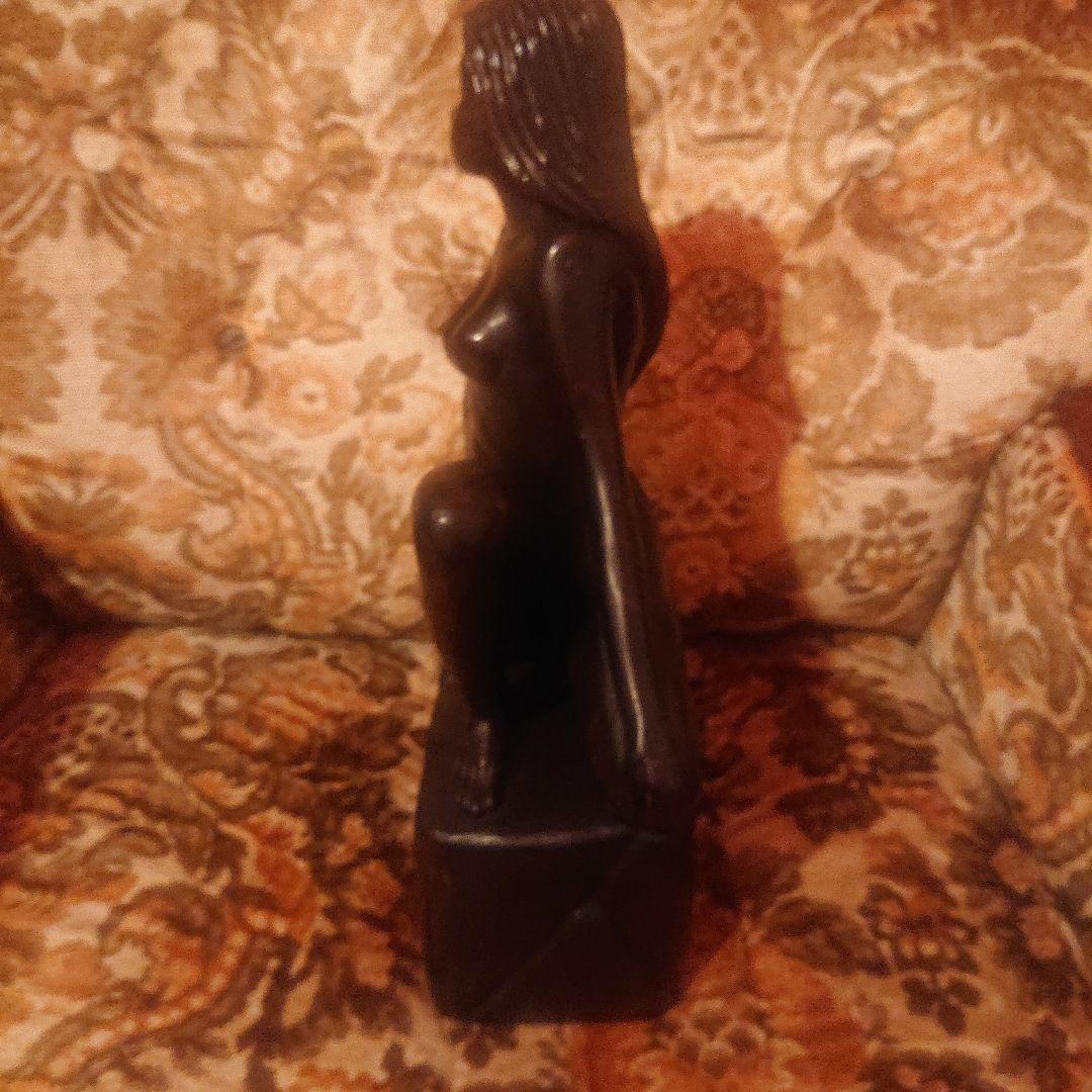 木製女性像 彫刻 ダークブラウンアンティーク