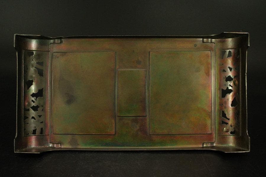 煙草盆 草花鳥文様 銅(メ1776)