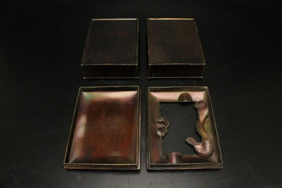 煙草盆 草花鳥文様 銅(メ1776)